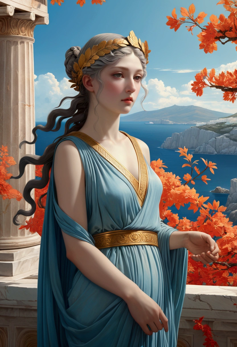 Ancient Greek Art, Renaissance, by Andrei Markin, full body, cinematic still, (best quality, masterpiece, photorealistic), very aesthetic, perfect composition, intricate details, ultra-detailed, vivid colors