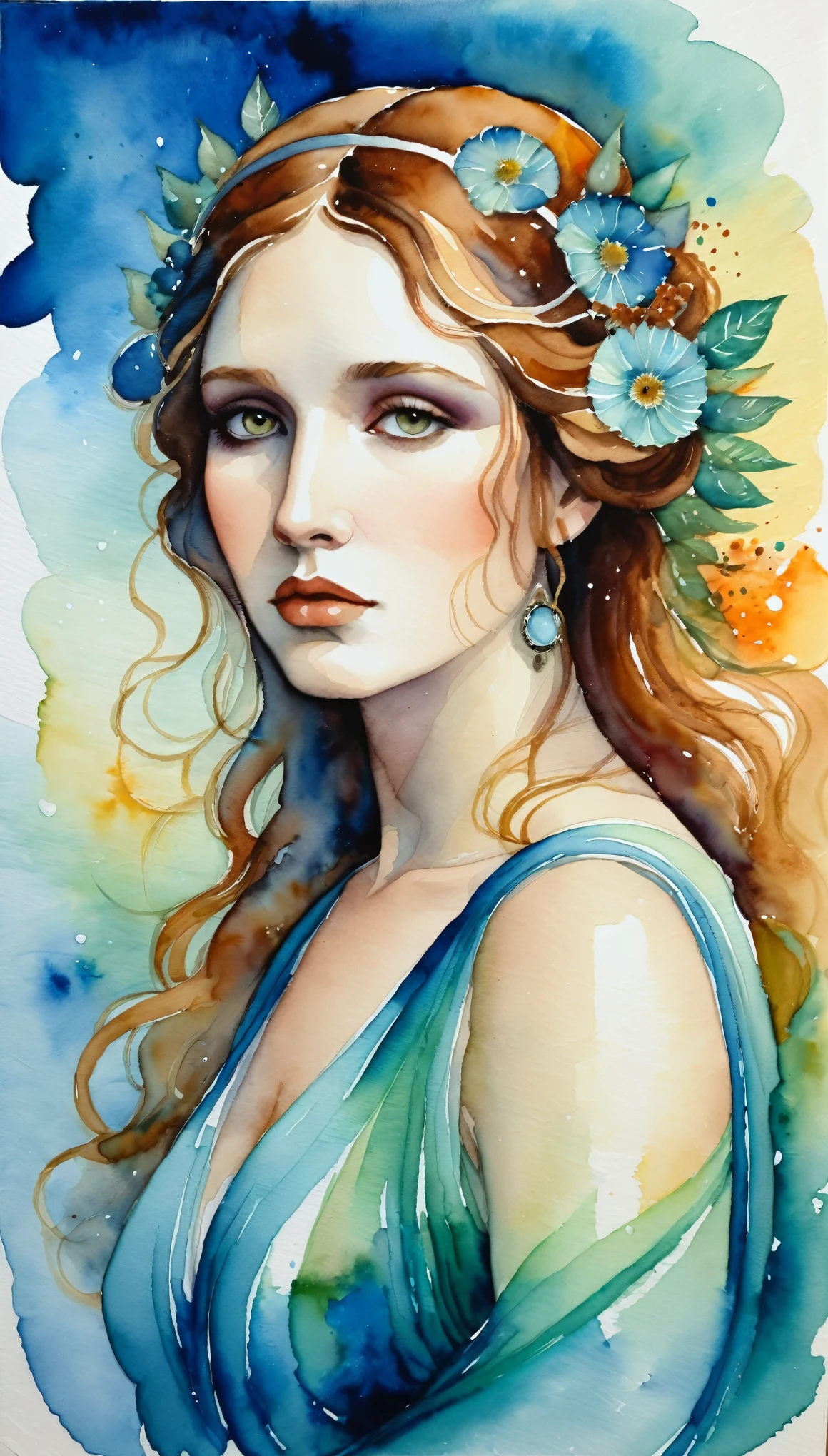masterpiece,Acrylic watercolor painting of Circe,(Beautiful gradation created by layering),(Tarashikomi technique),A delicate touch