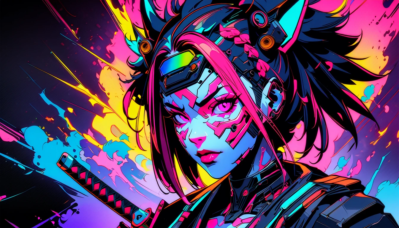 anime, anime, demon, sword, red, black, art, artwork, artwork, digital, artwork, digital art, digital painting, digital art, very beautiful cyberpunk samurai, demon samurai, neon samurai, cyberpunk samurai, demon samurai warrior, badass anime 8 k, she is holding a katana sword, portrait of a cyberpunk samurai, cyberpunk geisha, cyborg samurai