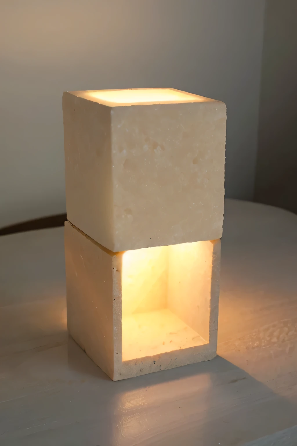 A small cube made of travertine alabaster, containing an internal LED light, with light geometric patterns that allow light to pass through.
Materials: Natural travertine alabaster with delicate geometric patterns.
Dimensions: Approximately 10 cm in length, width and height.
Lighting: Warm white interior LED light.
the pattern: Modern and simple, perfect for small tables and spaces.