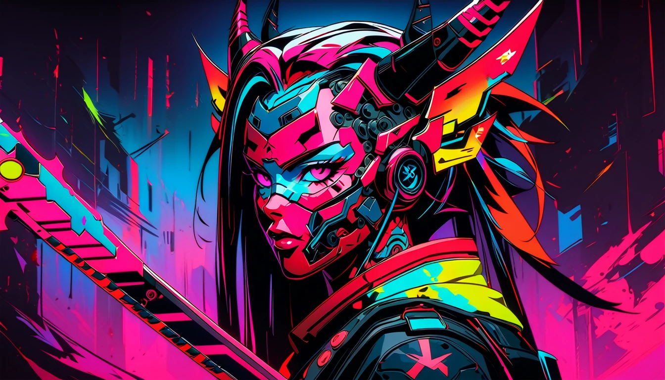 anime, anime, demon, sword, red, black, art, artwork, artwork, digital, artwork, digital art, digital painting, digital art, very beautiful cyberpunk samurai, demon samurai, cyberpunk samurai, demon samurai warrior, badass anime 8 k, she is holding a katana sword, portrait of a cyberpunk samurai, cyberpunk geisha, cyborg samurai
