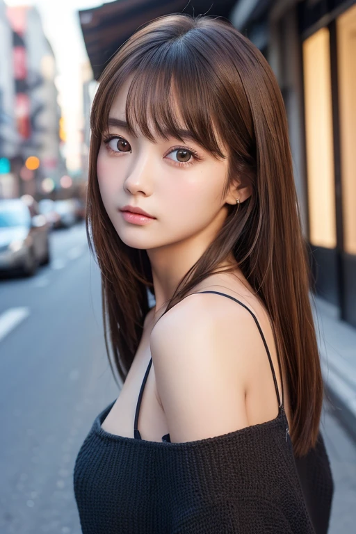 ２０歳の日本人一人のgirl、(beautiful girl、華奢なgirl:1.3)、(15 years old:1.3)、break、Browsing Caution、Show 、break、Very detailed定義、(Symmetrical eyes:1.3)、break、(Street view:1.3)、(Upper Body)、break、Small 、Brown eyes、Parted bangs、Brown Hair、girl、break、(Eyes and Face)with detail:1.0)、break、(masterpiece、Highest quality、Very detailed、Detailed face、8k), Facing forward