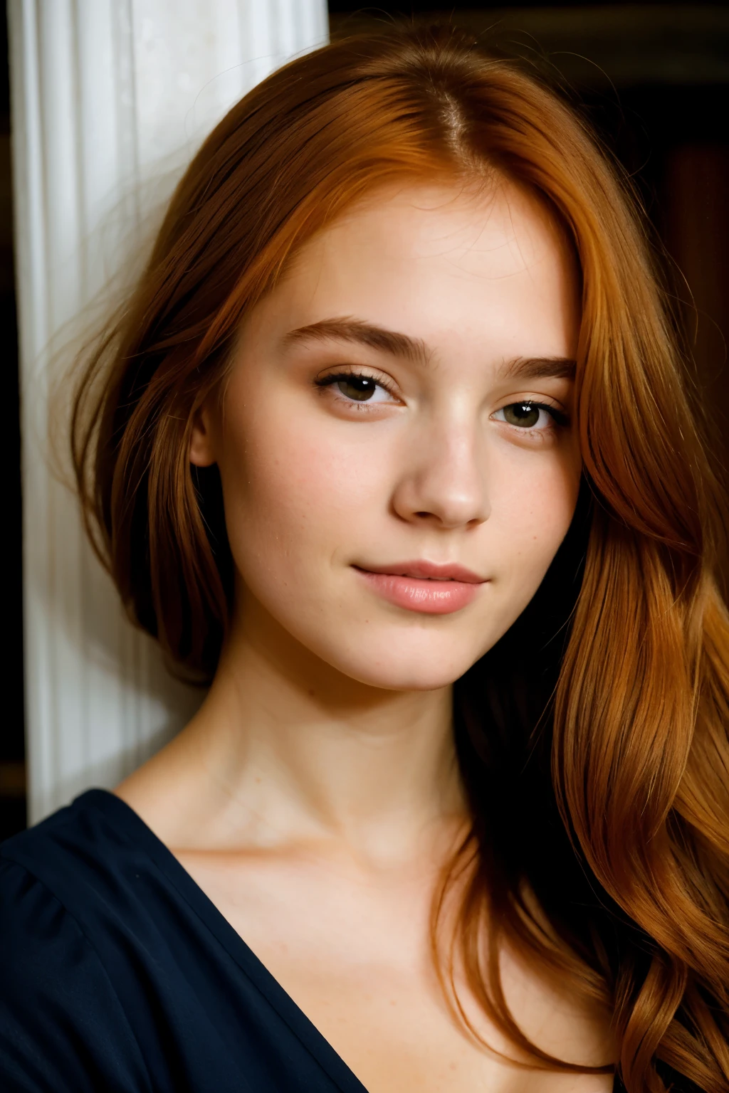 belle jeune femme rousse portrait de face