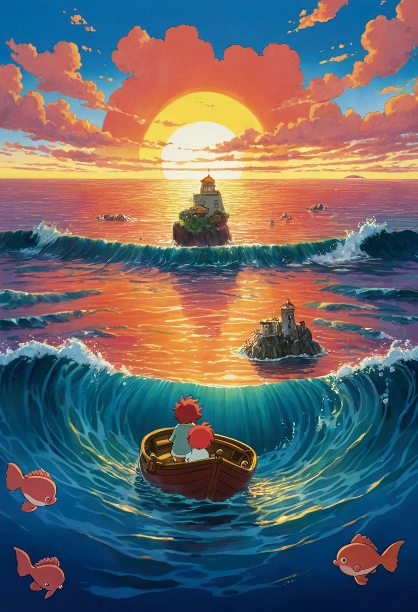 Ghibli　Ocean　sunset　small　Ponyo Laughs