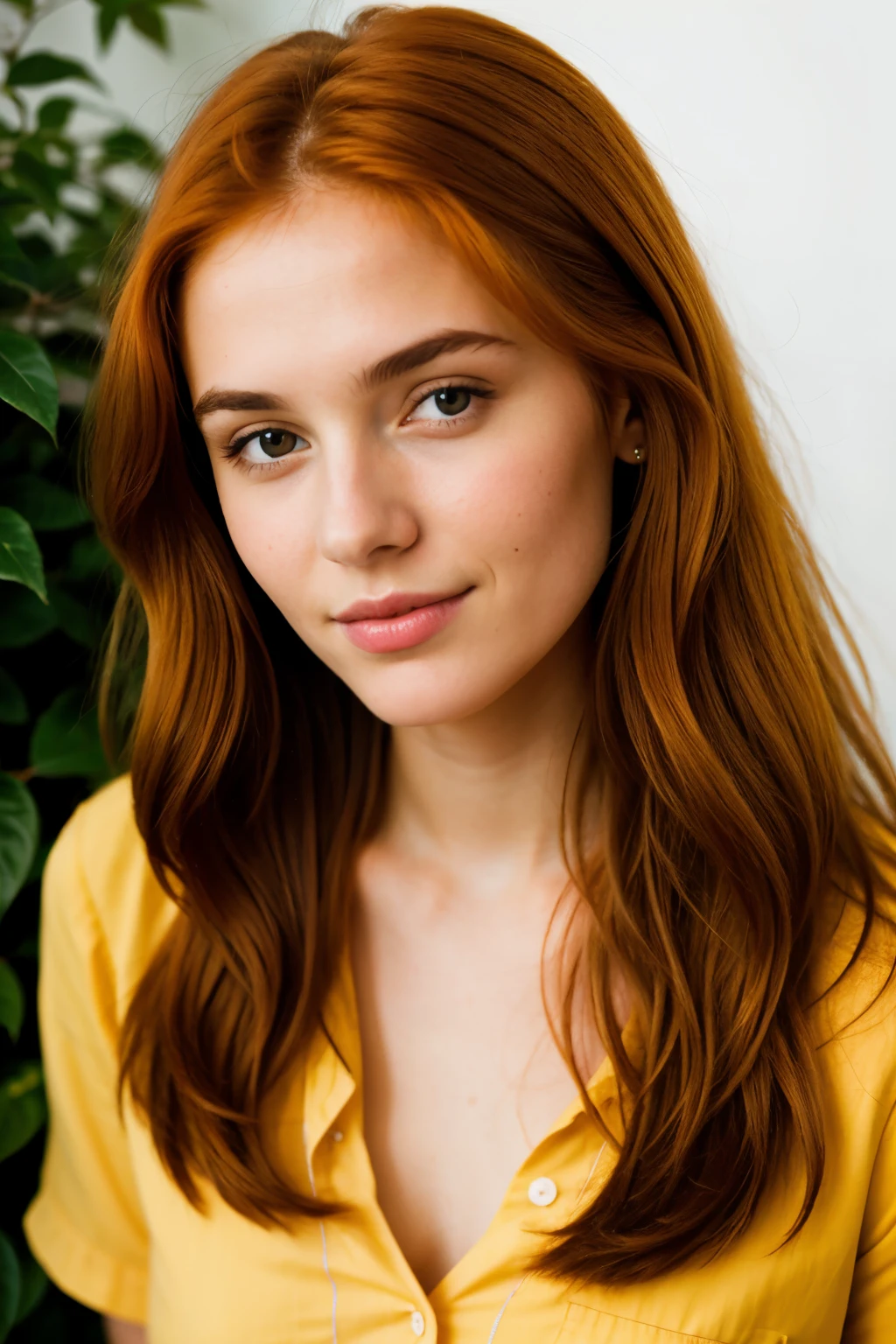 belle jeune femme rousse portrait de face