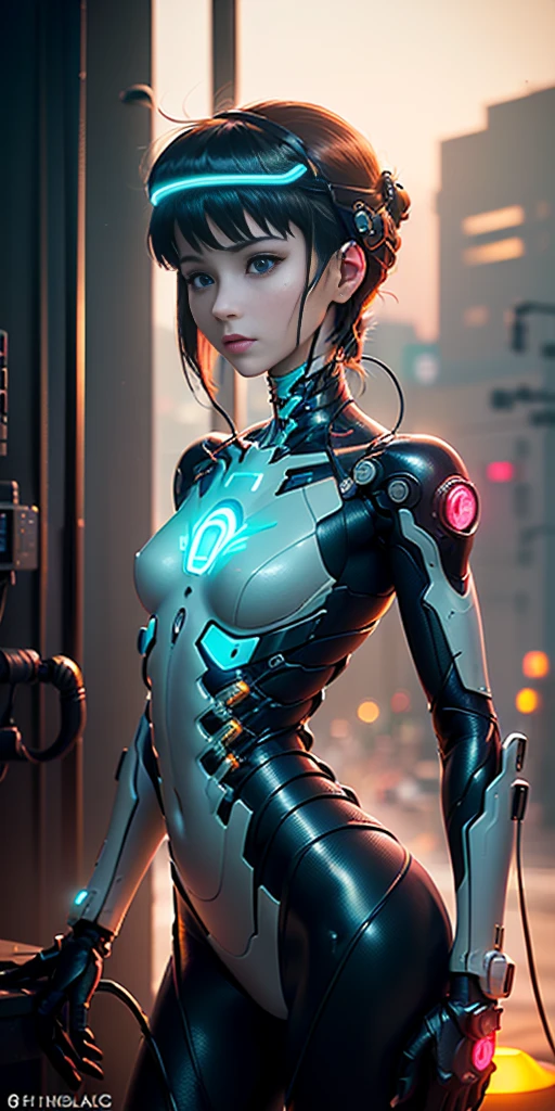 top quality, masterpiece, Ultra High rightesolution, ((lifelike: 1.4), rightaw Photo, 1 Cyberpunk Girl, shiny skin, 1 Mechanical Girl, (Ultra rightealistic Detailechanical limbs, Tubes attached to mechanical parts, Mechanical vertebrae attached to the spine, Cervical spine mechanical fixation in the neck, Wires and cables connected to the head, neon genesis evangelion, Ghost in the Shell, Small glowing LED lamp, area lighting, Deep shadows, Octane rightendering, 8k, bloom effect, Super sharp, metals, intricate decorative details, Baroque details, very intricate details, lifelike light, CG trends, face camera, Neon details, (Android factory in the background), H&#39;s Art.right. Giger and Alphonse Mucha.