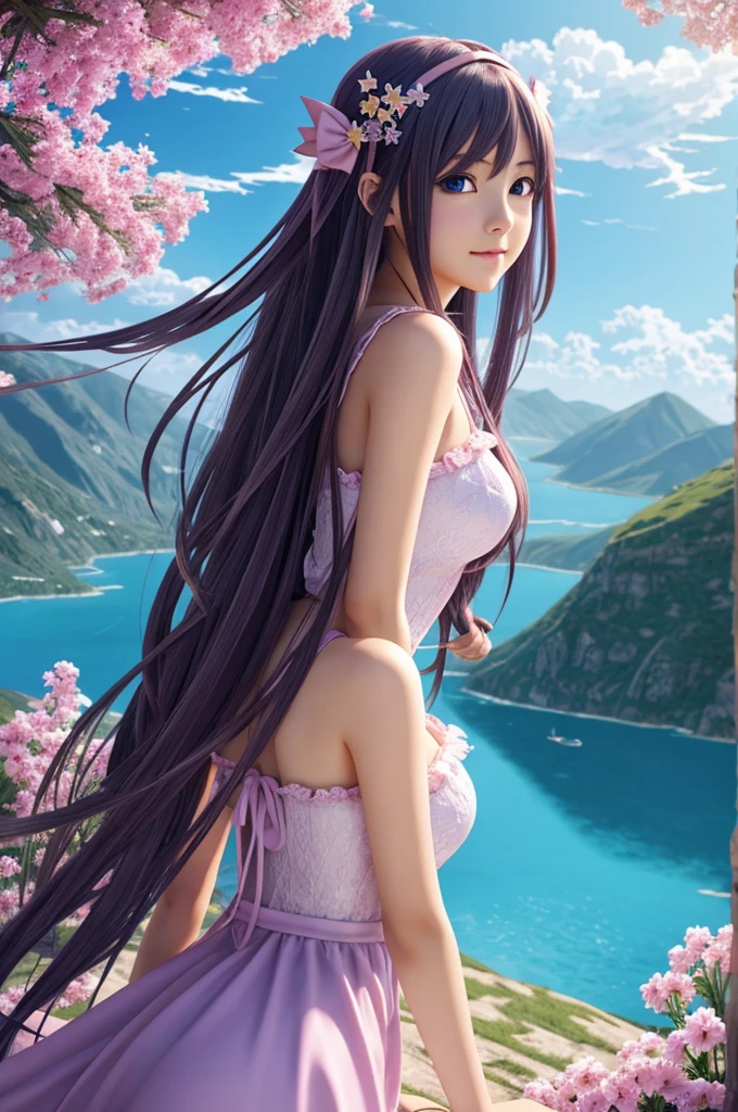 Anime girl in beautiful fantasy world