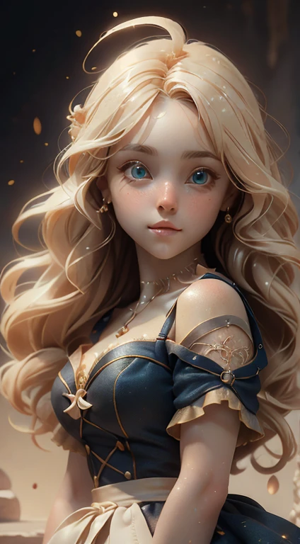 masterpiece, Highest quality, Super detailed, figure, Beautiful details, Depth of written boundary, Dynamic Angle, 8k wallpaper, Portraiture, Best light and shadow quality, 4K, 8k, CG, The finer details, Blurred Background, Upper Body, Contemporary, dress, blonde, Long Hair, Beautiful Eyes, Beautiful splashes