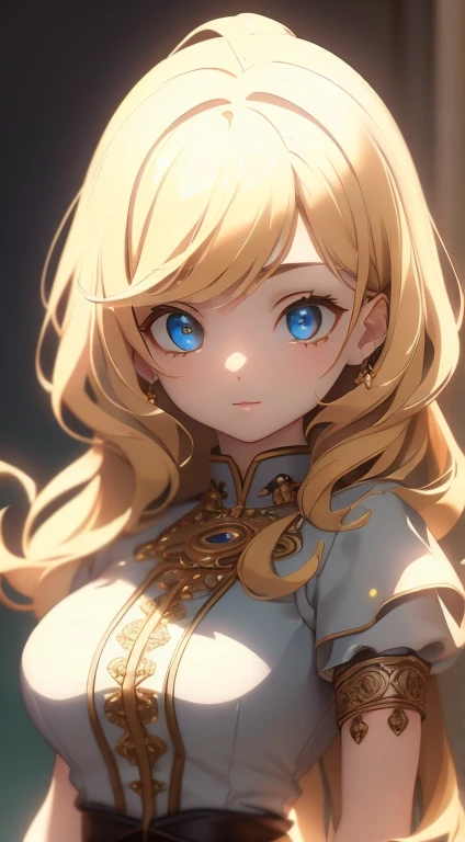 masterpiece, Highest quality, Super detailed, figure, Beautiful details, Depth of written boundary, Dynamic Angle, 8k wallpaper, Portraiture, Best light and shadow quality, 4K, 8k, CG, The finer details, Blurred Background, Upper Body, Contemporary, dress, blonde, Long Hair, Beautiful Eyes, Beautiful splashes