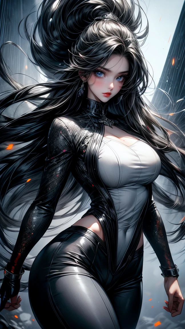 Portrait of Catwoman, anime catgirl, smooth soft skin, Fantastic Big Eyes, beautiful intricate colored hair, Symmetrical, anime wide eyes, Beautiful eyes, Soft lighting, Detailed face, By Makoto Shinkai, Stanley Ateg Liu, Phlegm sputum, phlegm, rossdraws, concept-art, Digital painting, looking at the camera in, 1girll，full bodyesbian，Raised sexy