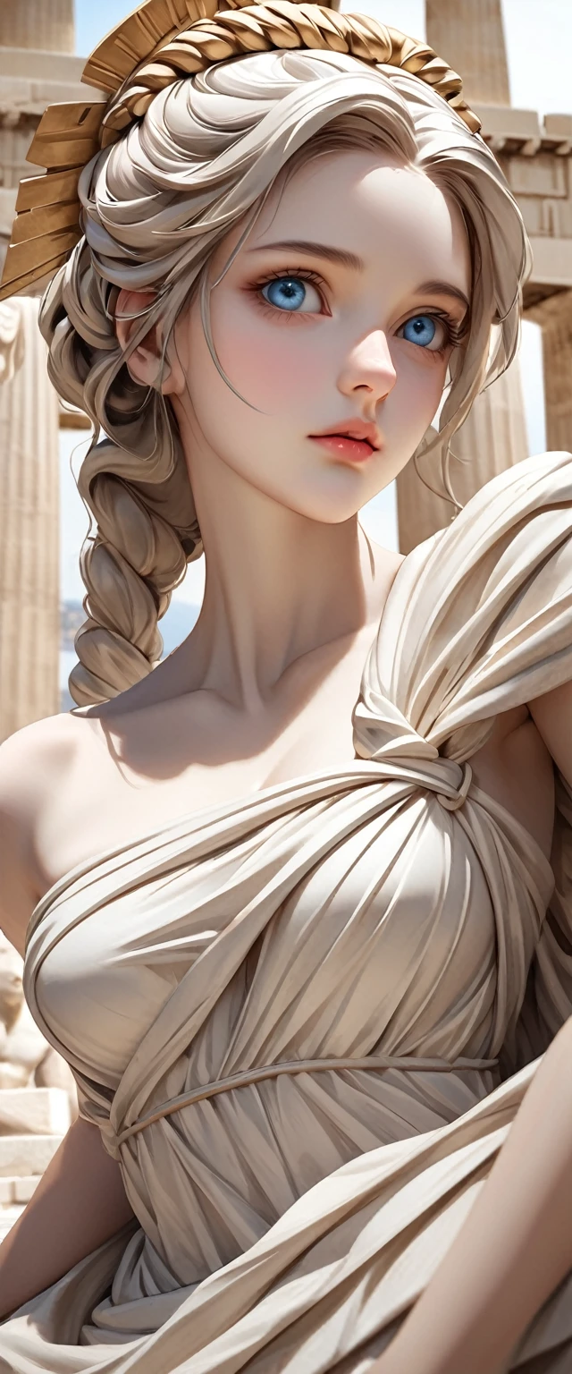 garota de 18 anos, terno branco do homem aranha, cabelo curto e sem corte, loira, rosto bonito, chuva, telhado, obra-prima, detalhes intrincados, anatomia perfeita, capacete branco com cabelo branco, arm and cap white Marble statue of three water dancers (female), red and black hair, long well-proportioned limbs, 1.4), dark cave, spotlights, high contrast, masterpiece, high quality, best image quality, cinematic lighting, photorealistic, brown peach, ticc, big, small, happy, cam off, position, yoga