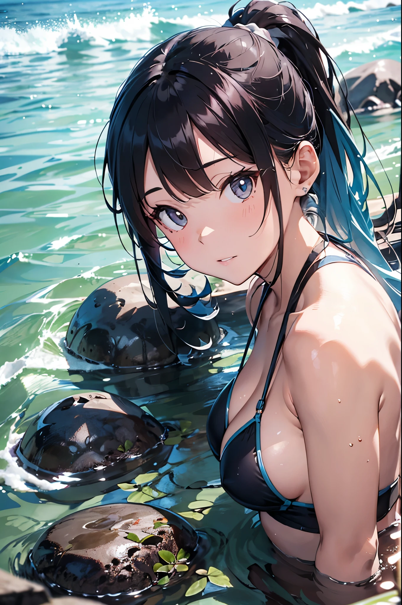 High resolution,topless、
One beautiful young woman,Light blue hair、ponytail、
(Soft Saturation:1.3), (Fair skin:1.2),
(ultra-Detailed Background, Detailed Background), Bokeh,
break'Portrait of a smiling girl.,
When viewed from the front, The composition is symmetrical,
Looking straight at you with serious eyes,
break Swimwear, White Bikini, Center of chest,
Outdoor, Sea surface, null, sunlight,Summer beach, Sandy Beach,
Strong light, Front lighting,
(:1.3), (Cowboy Shot:1.2),
Front brake angle,
View your viewers,
Dynamic pose,
sitting on the beach
Seaweed、Seaweed、Seaweed、Seaweed、Seaweed、Seaweed、Seaweed、
