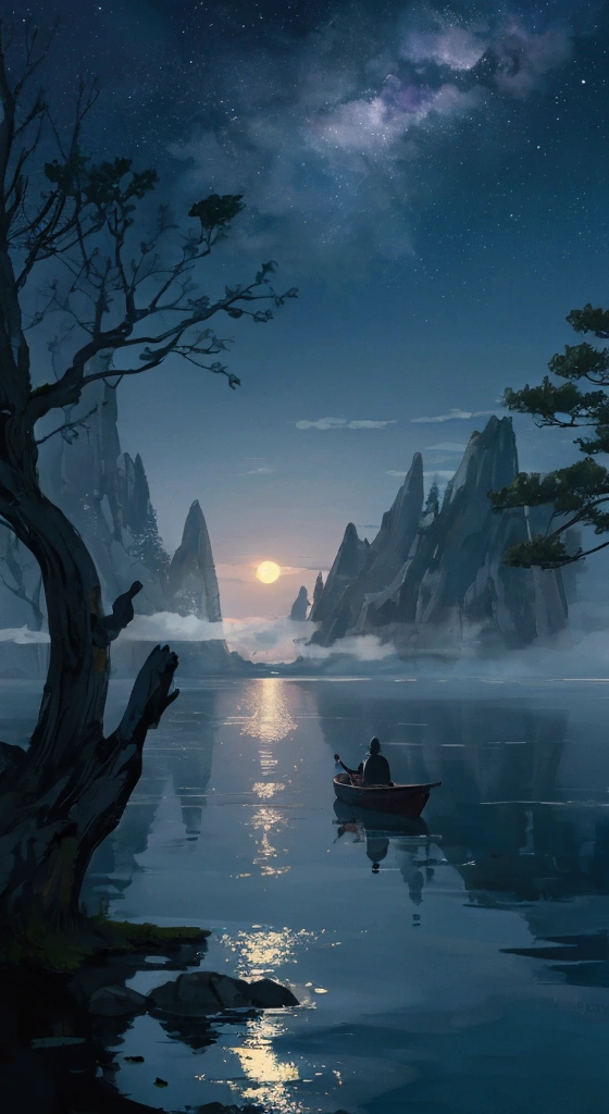 1. Moonlit water surface Image depicting the moonlight reflecting silently on the water surface。
It reminds me of the moon reflecting on the surface of the water.。
2. The lake is covered in mist and mist.、A hazy and fantastical lake landscape。
An image of tranquility and mystery。
3. A silhouette of a fantastic boat. A silhouette of a small boat sailing through fog and dim light.。
The boat seems to take you to a mysterious place.。
4. star空と水面の反射
star空が水面に映り込んでいる風景。
star々is shaking on the surface of the water、A fantastical feeling, like floating in space。
5. A landscape of another world, wrapped in light. It has a fantasy element.、A surreal landscape。
An image in which the sparkle on the water surface seems to emit a mysterious light.。
6. A forest lake with elves and spirits. A combination of forest and lake that evokes the world of Celtic mythology and fantasy.。
A mysterious atmosphere where elves and spirits stand quietly。
7. Scene of a boat surrounded by a mysterious mist. The mist covers the water.、A boat sailing silently through a fantastical landscape。
8. Silence of the moonlit night and reflection on the lake. The lake ripples gently in the moonlight.、A scene that highlights the silence of the night。
9. 幻想的な森とstar空の共鳴
深い森とstar空が織りなす、Dreamy natural scenery。