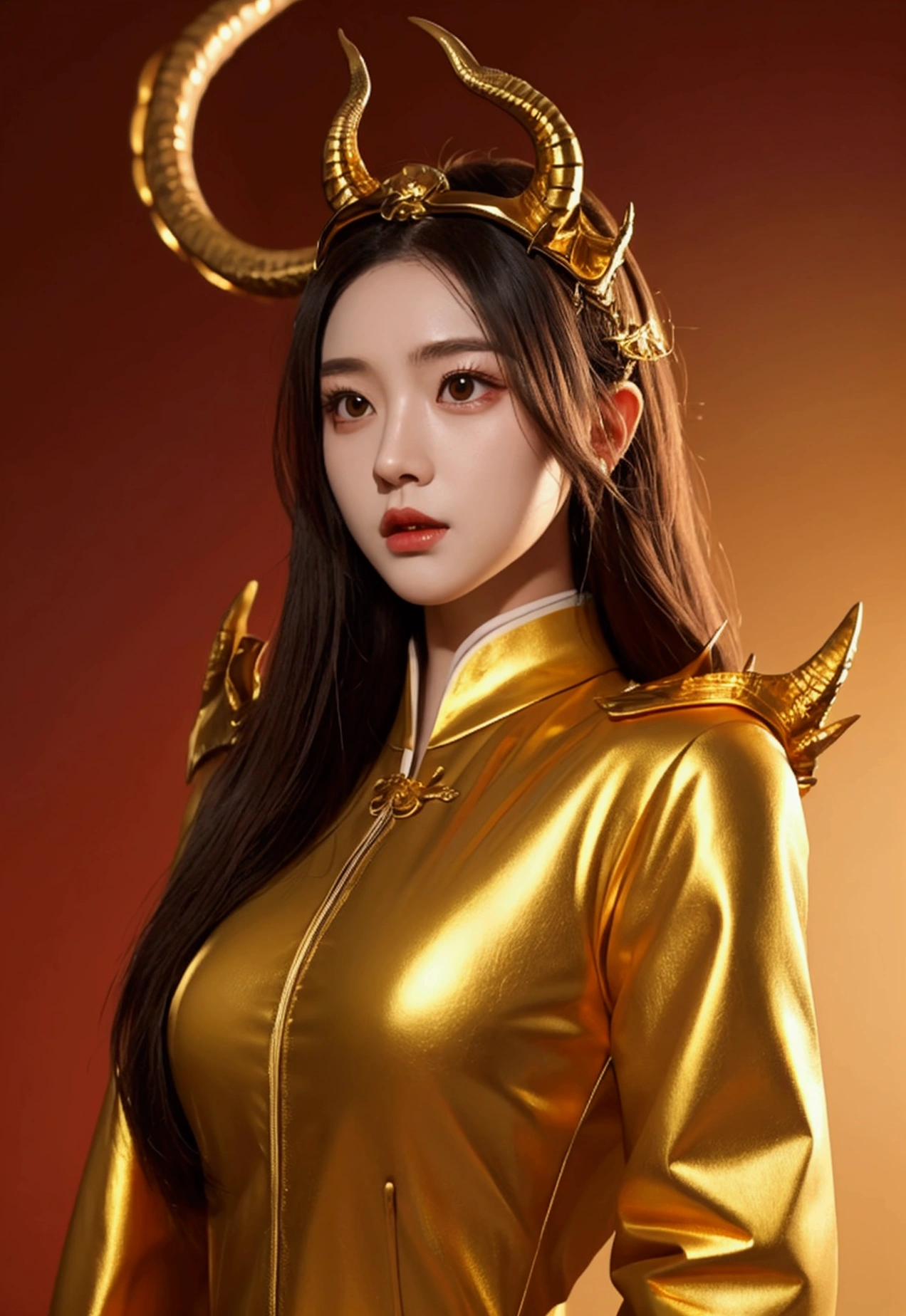 god秘的 cool woman Dragon gold distinct Game Costumes god