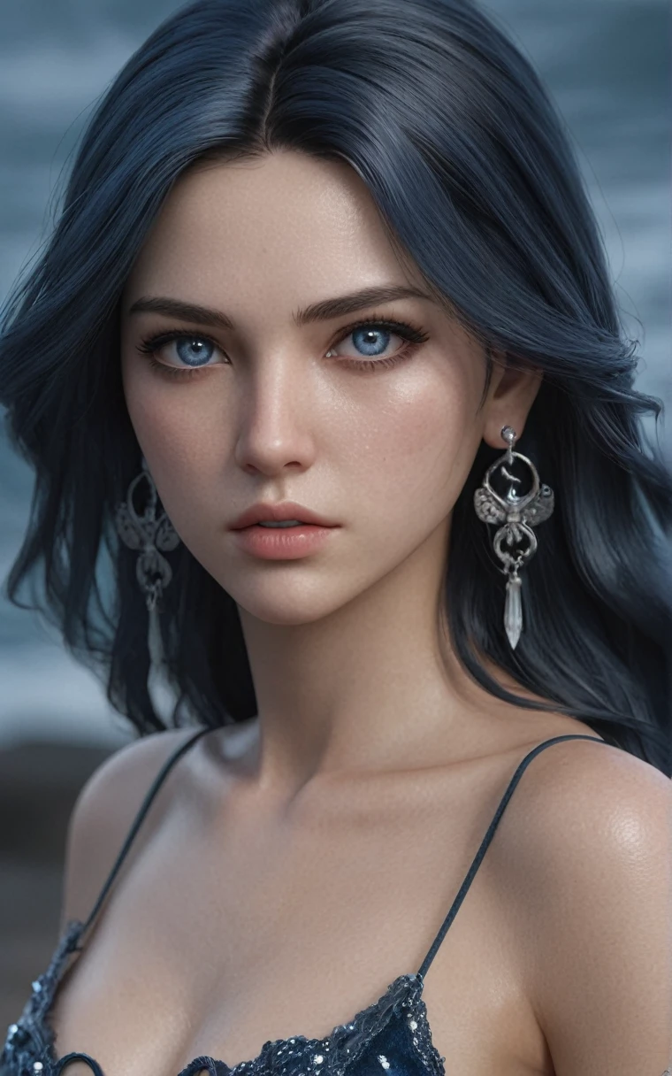 (чрезвычайно подробные обои CG Unity 8k), (masterpiece 1,5), 4к HDR photorealistic, Milf, (8K、Raw photography、top-quality、​masterpiece:1.2)、(realisitic、photoRealstic:1.37)、((top-quality))、1 girl、(Details of face:1.2)、(top-quality:1.2)、(When to watch:1.2) ( high quality , Ultra detailed, be careful with your hand )Zodiac – goddess Sagittarius , looks like latin goodness . Optimistic, candid, funny and intelligent face . Reckless, cold-blooded, impatient, self-confident style . dark blue eyes (Eyes detail) , dark blue hair with chic , A transparent dress , in the ocean with the stars , whole body , fire makeup , god Chiron, full body, best qualiti body, huge breast, beatiful woman, masterprais,