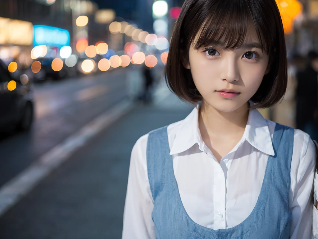 ((highest quality:1.5)) ((photographのようにリアル:1.3)) Super detailed super high quality super high quality surreal photograph japanese woman Fair skin 16 years old ((half-open lips:1.3)) Beautiful and soft skin Beautifully styled straight short hair beautiful and perfect body very cute A beautiful and transparent young man々New Skins 16 years old (gathered camisole) big breasts everyday city Busy city night viewer'point of view Front view (amazingly cute girl) waist shot ((The background is the protagonist:1.3))