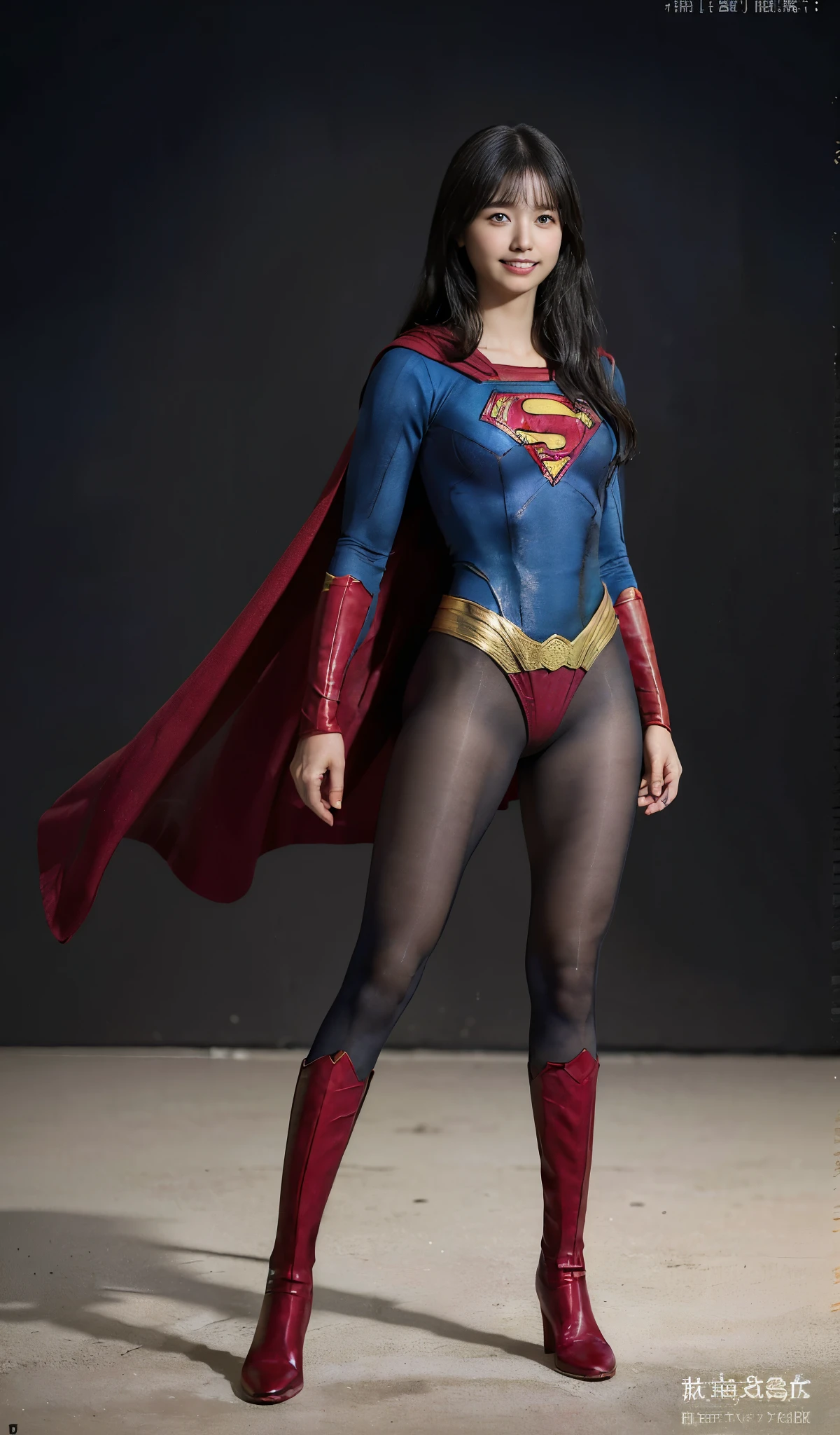 No background、(((Beautiful legs in black tights.)))、(((Legally express the beauty of your smile)))、((((Make the most of your original images)))、(((体にぴったりフィットするSupergirl Costume)))、(((Supergirl Costume)))、(((Beautiful hair with twin tails)))、(((suffering)))、(((Please wear black tights....、Wear red boots)))、((Best image quality、8k))、((Highest quality、8k、masterpiece:1.3))、(((Preserve background )))、Sharp focus:1.2、Beautiful woman with perfect figure:1.4、Slim Abs:1.2、Wet body:1.5、Highly detailed face and skin texture、8k