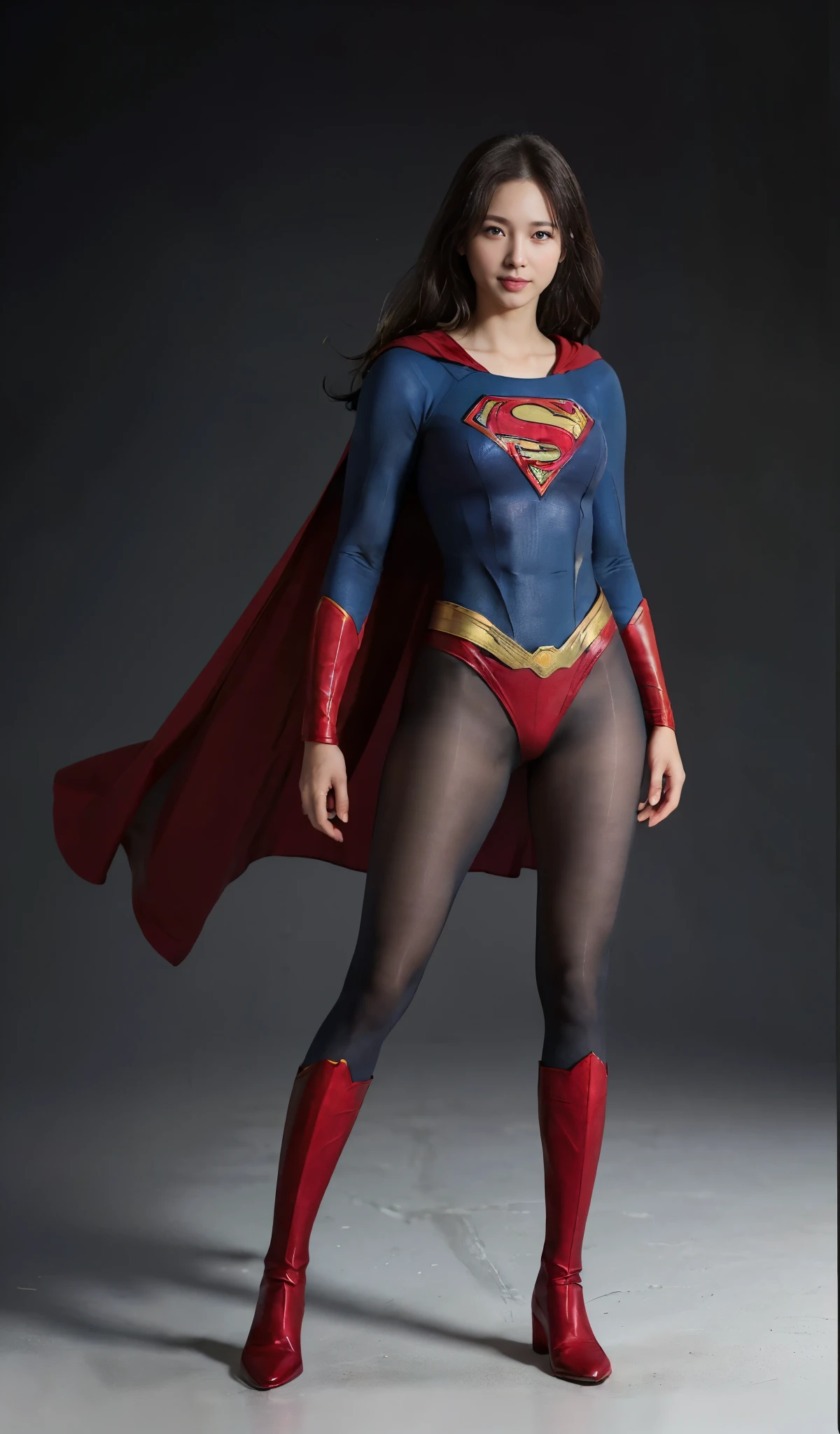 No background、(((Beautiful short haircut)))、(((Beautiful legs in black tights.)))、(((Legally express the beauty of your smile)))、((((Make the most of your original images)))、(((体にぴったりフィットするSupergirl Costume)))、(((Supergirl Costume)))、(((short and beautiful hair)))、(((suffering)))、(((Please wear black tights....、Wear red boots)))、((Best image quality、8k))、((Highest quality、8k、masterpiece:1.3))、(((Preserve background )))、Sharp focus:1.2、Beautiful woman with perfect figure:1.4、Slim Abs:1.2、Wet body:1.5、Highly detailed face and skin texture、8k