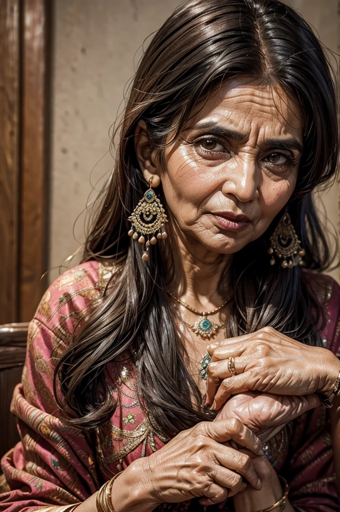 Pakistani 45 year aunty old age face and hand
