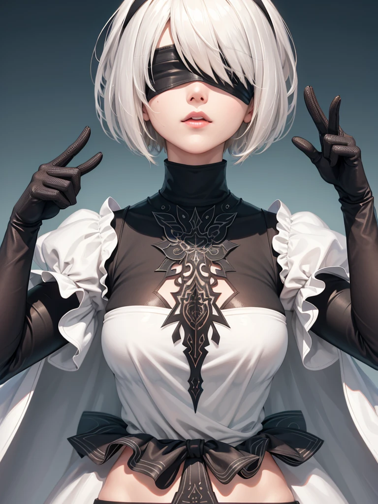 (Detailed face and eyes:1.3),
n_2b,White background,inky,Black blindfold, 
ultra-detailliert,(hight resolution:1.1),Best Quality,(masutepiece:1.3),Cinematic lighting,