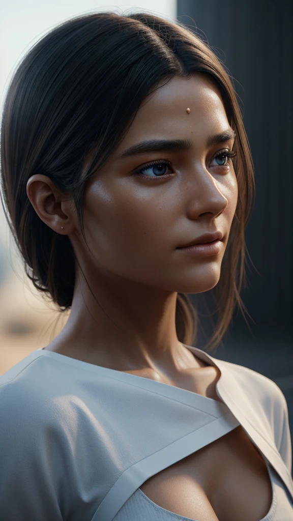 Complete and very real image. Human being of the future, very spiritual. Photorealism, full view, very detailed image, very realistic, hyperrealism, cinematography, Ultra HD, 8k, Unreal Engine 5, sharp focus