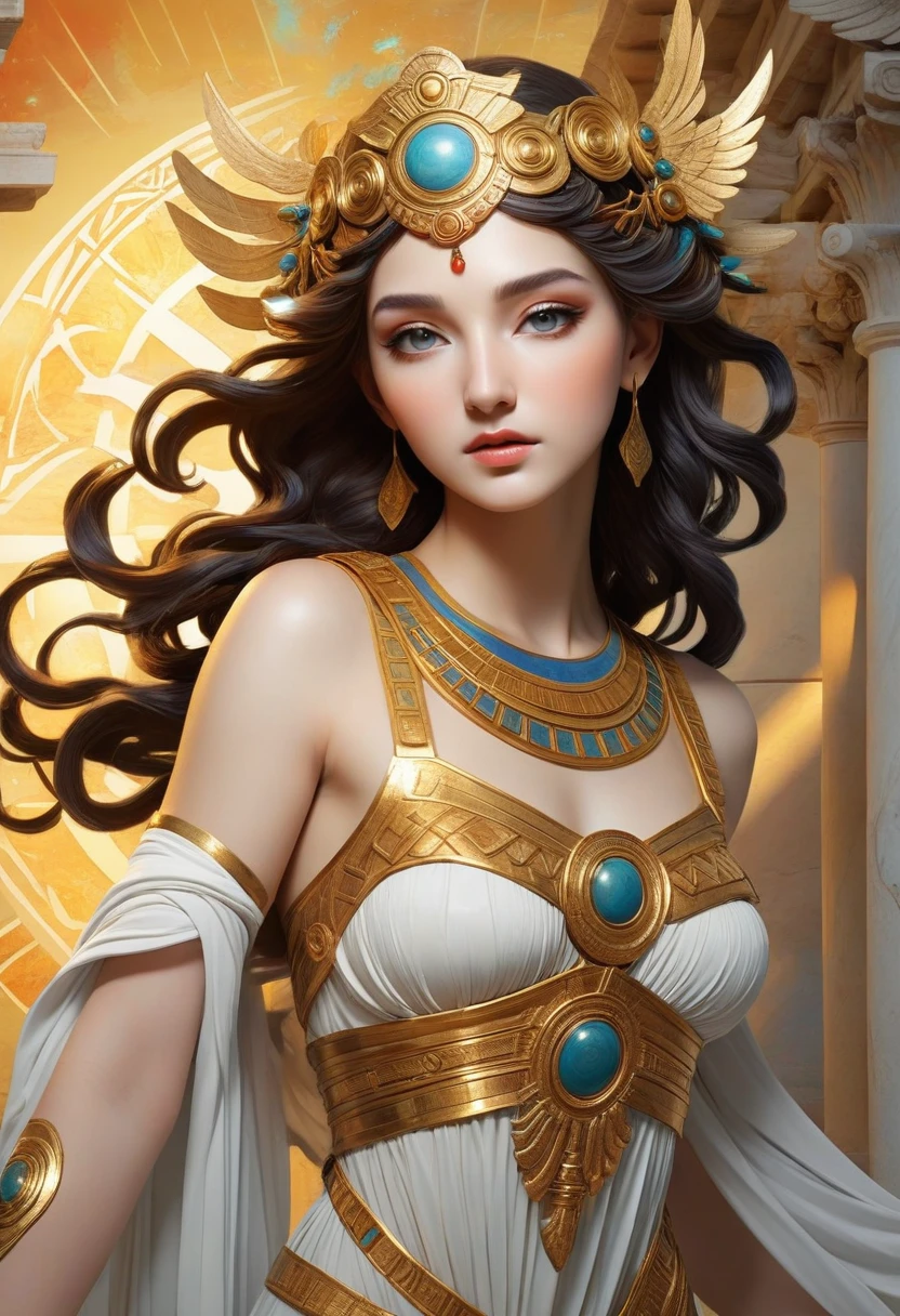 Inspired by the armed goddess of ancient Greek art、Reconstructing her as a living goddess in two-dimensional digital art