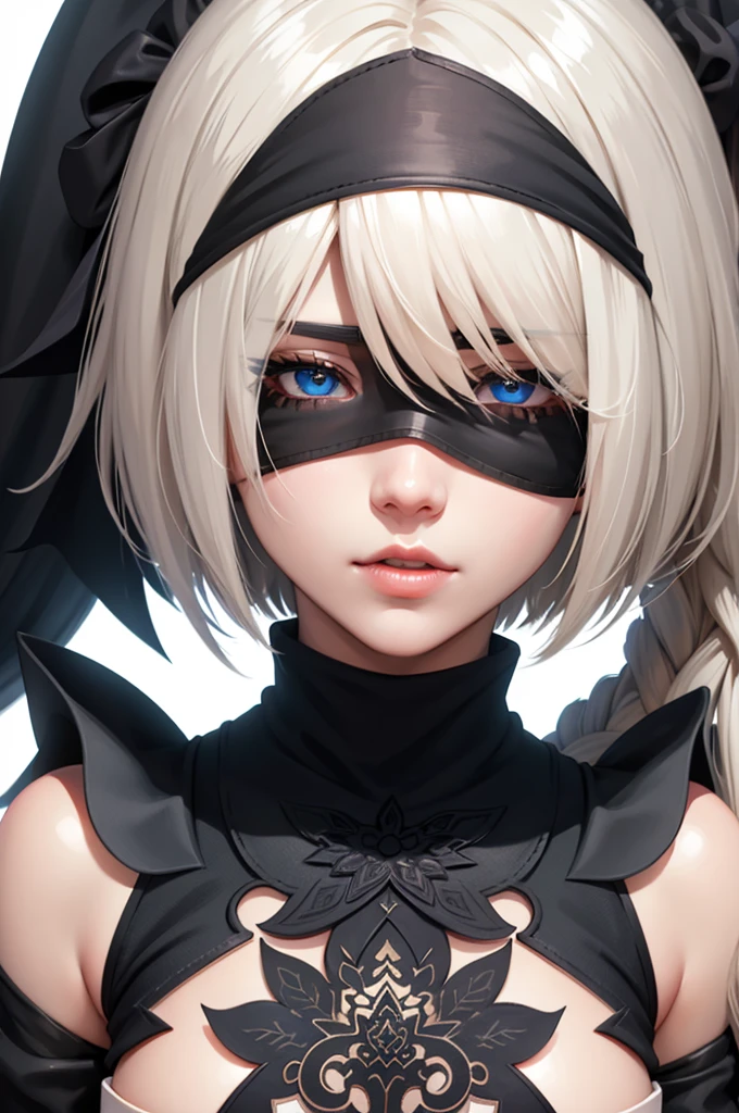 (Detailed face and eyes:1.3),
n_2b,White background,inky,Black blindfold, 
ultra-detailliert,(hight resolution:1.1),Best Quality,(masutepiece:1.3),Cinematic lighting,