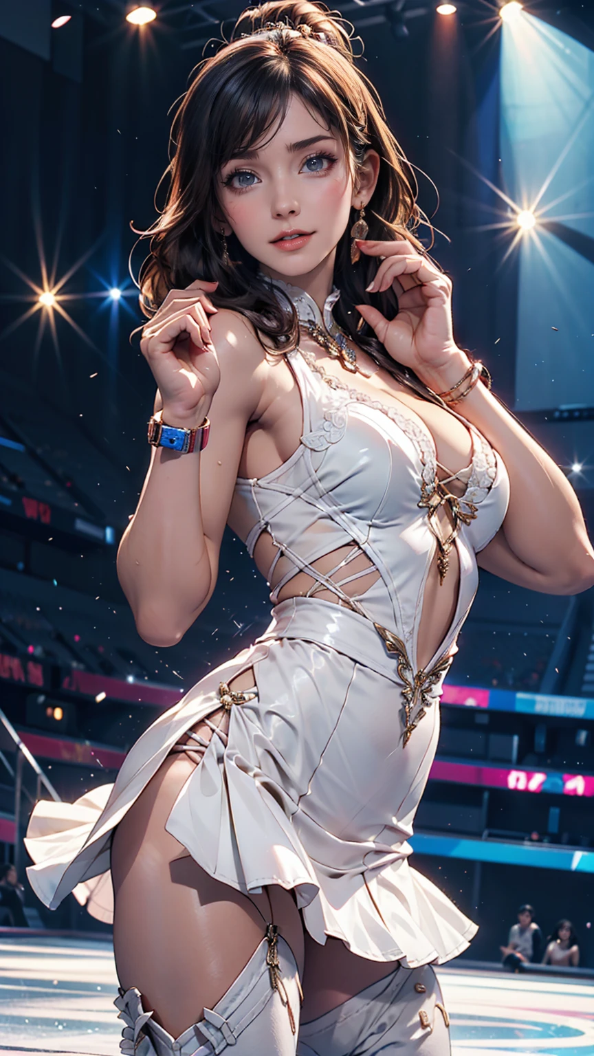 24-year-old female、Figure skater、I&#39;m in the link、Put on your skates、An elegant outfit with plenty of sequins、sexy、Tight waist