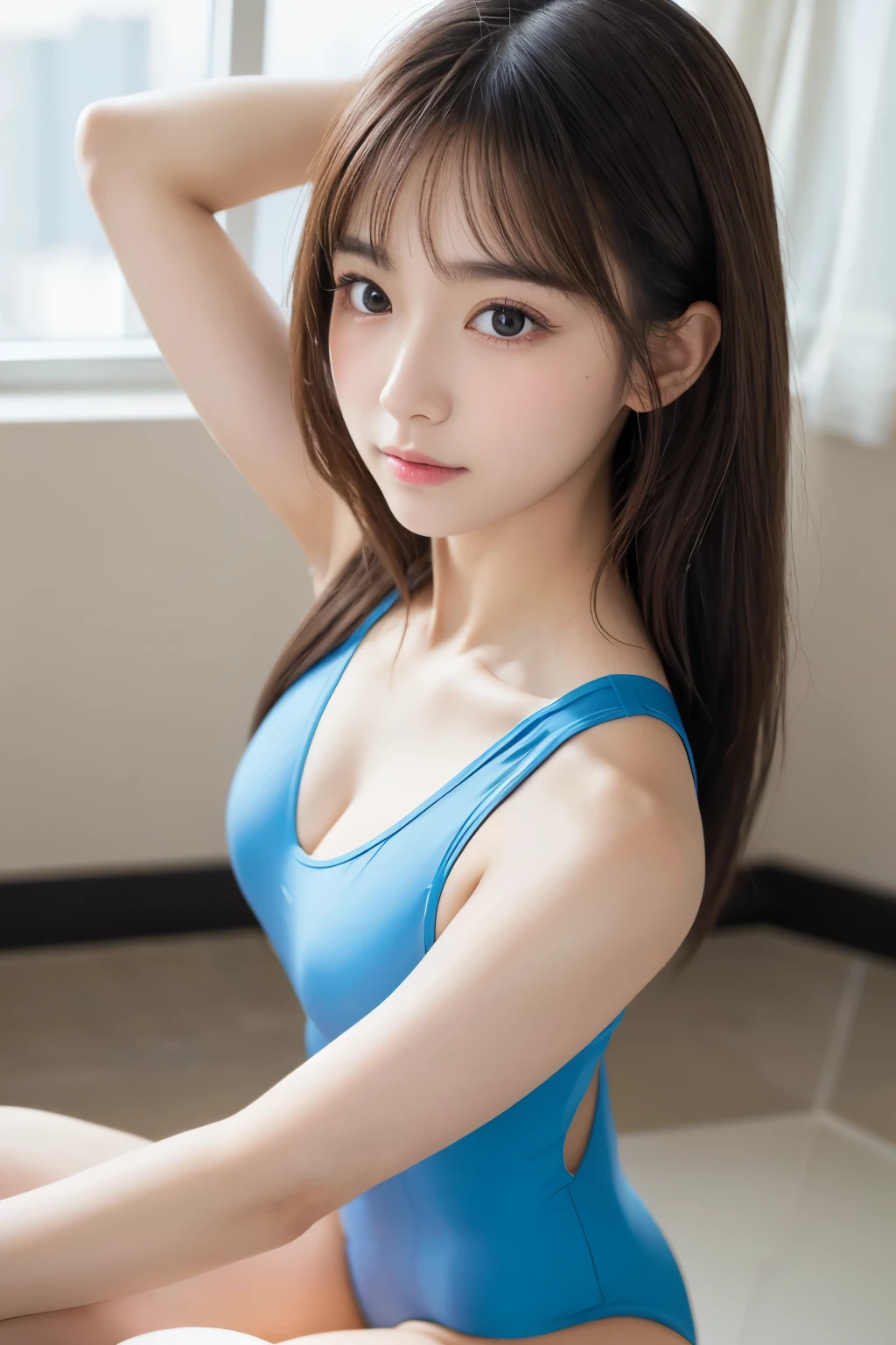 ((4K,8k,Masterpiece))、photograph、Highest quality、Detailed face、actually exists、A rare talent、Beautiful Eyes、looking at the camera、1 Japanese、Japanese Idols、girl、cute、Natural Makeup、23 years old、Vibrant、The best angle、Rhythmic gymnast、Wear a leotard、Cleavage、((Transparency:1.2))、Camel Toe、High leg、gym、Do flexibility gymnastics