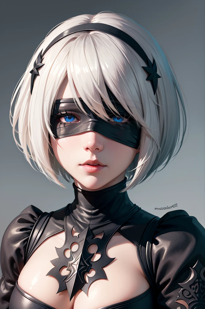 (Detailed face and eyes:1.3),
n_2b,White background,inky,Black blindfold, 
ultra-detailliert,(hight resolution:1.1),Best Quality,(masutepiece:1.3),Cinematic lighting,