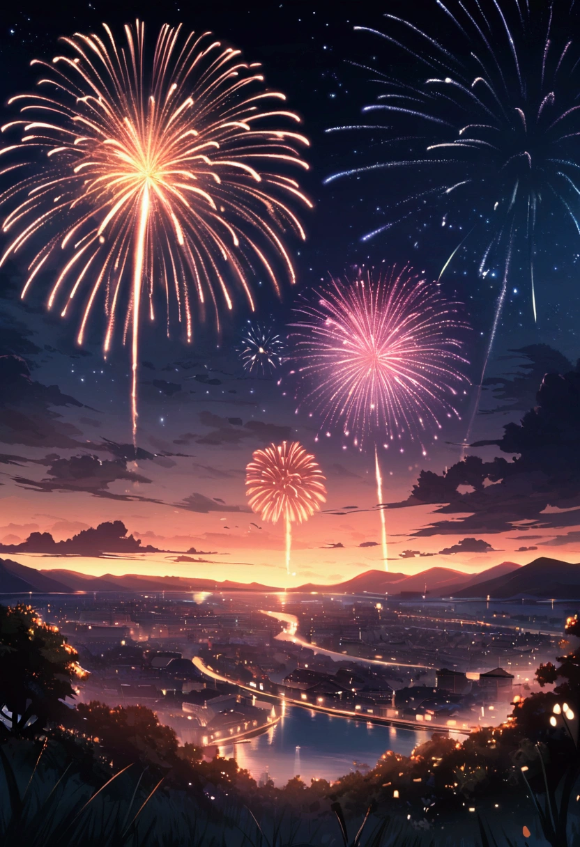 Beautiful night sky firework Just the view