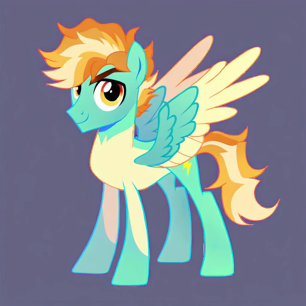 score_9, score_8_up, score_7_up, score_6_up, score_5_up, score_4_up, show accurate, full body, simple background, feral pony, male pony, cute appearance, competitive look, cutiemarck of a cloud with lightning, pegasus, original character