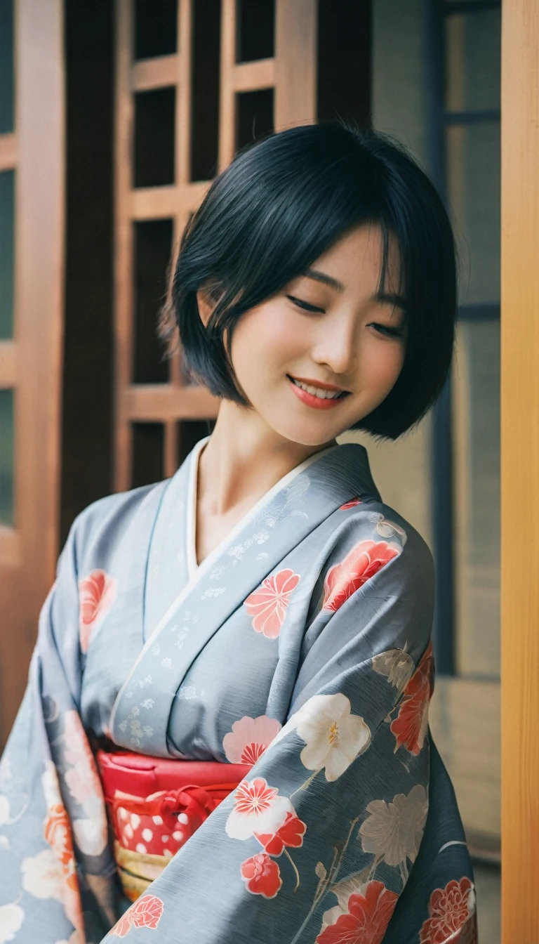 live-action、photograph、Japanese Girls、yukata、summer night、Japanese traditional house、beautiful girl、Short Hair、Black Hair