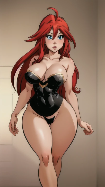 full body, masterpiece, best quality, ultra detail, older female, mature, mature female, rias gremory, as CEO, long hair, party dress, turquoise eyes, ahoge, large breasts, wide hips, thick thighs, round thighs, big thighs, small waist, narrow waist, thin waist, wide hips, big hips, ample hips, 3/4 view