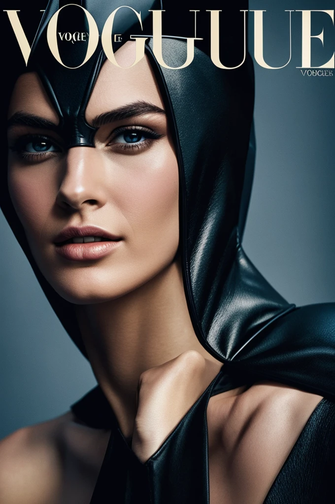 professional model photography of batman on front cover of vogue magazine