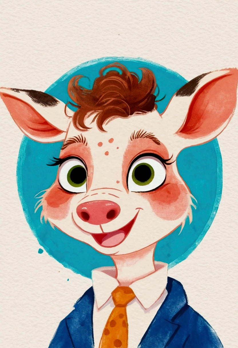 A painting。pastel artwork。Sheep cartoon character, in style of disney zootopia,Vibrant cartoon art, disney zootopia,Hand drawn cartoon art style, 