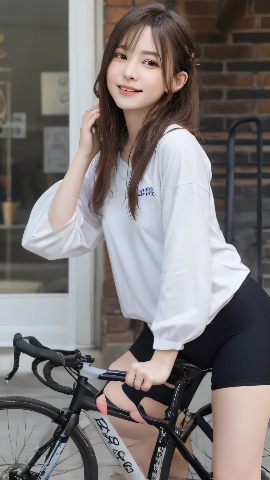 Best picture quality (8k, high resolution, Masterpiece: 1.2), super detailed, 215 Short Hair,Three braids long hair, 26-year-old woman,
Extraordinary beautiful girl、Cute and beautiful face details、(Facing the children_v1:0.008)、
score_9, score_8_upper, score_7_upper,
Olympic Road Cycling Situation: Make a spurt。
clothing: Team Jersey、Helmet。
Pause: Pedaling posture。
Camera angle: From the side、A composition that creates a sense of speed。
,Active Pause ,
Beside her、The thunder danced。
Focus on the waist above
, random cute pose ,big eyes ,Puffy eyes , Heart Pupil, blush , huge shy smile , salute