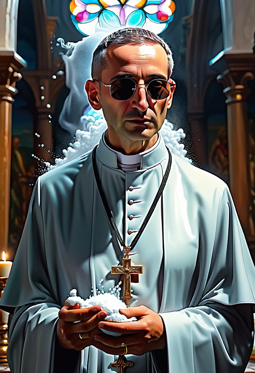 spanish priest on cocaine, 8k, hyper detailed, ethereal, paul artreides