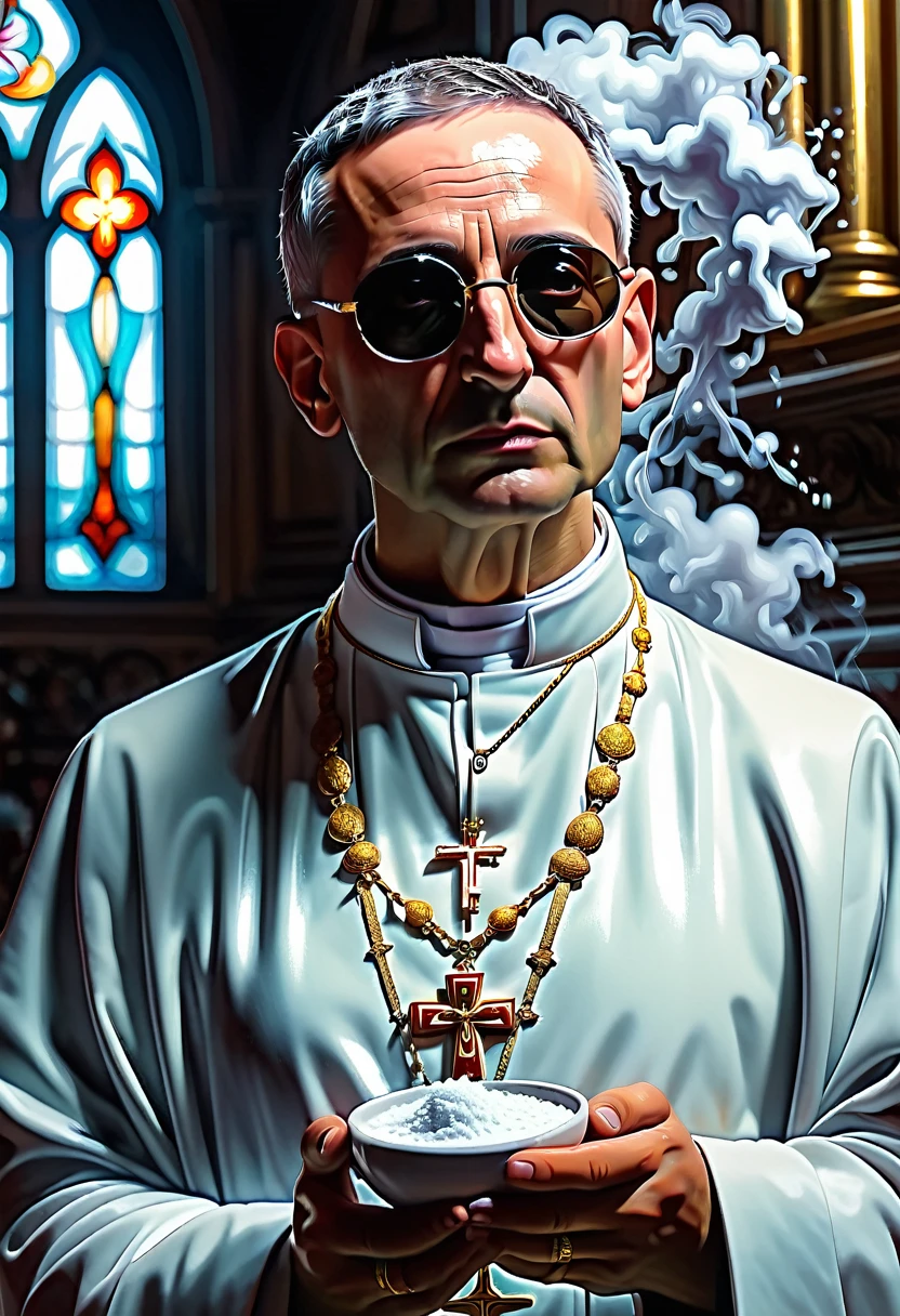 spanish priest on cocaine, 8k, hyper detailed, ethereal, paul artreides