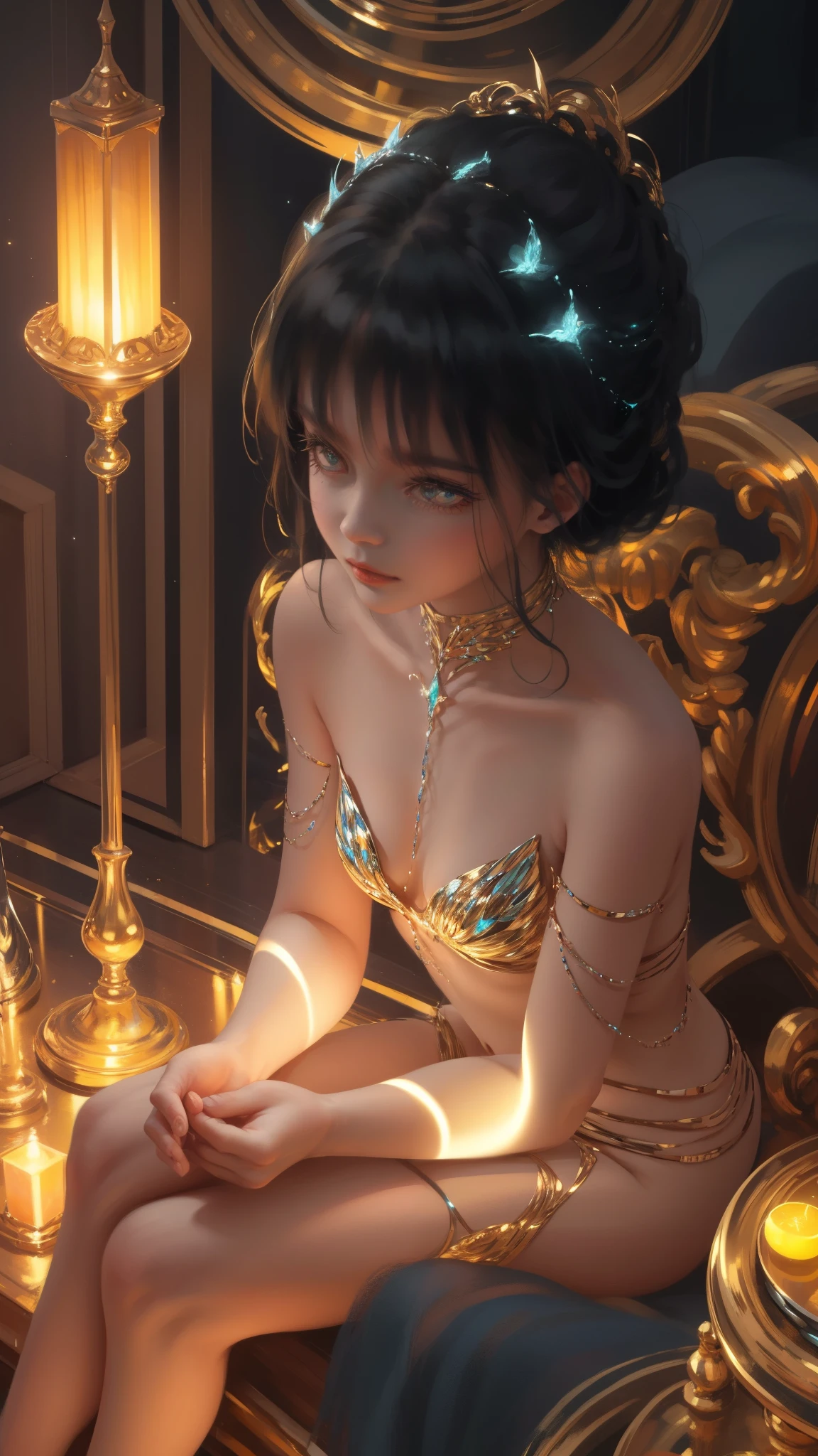 There is a woman in a bikini posing in the pool, a beautiful fantasy empress, ((a beautiful fantasy empress)), wlop art, guweiz masterpiece, wlop and ArtGerm, guweiz, artwork in the style of guweiz, art of Wlop, artgerm and wlop, beautiful goddess, intricate wlop
