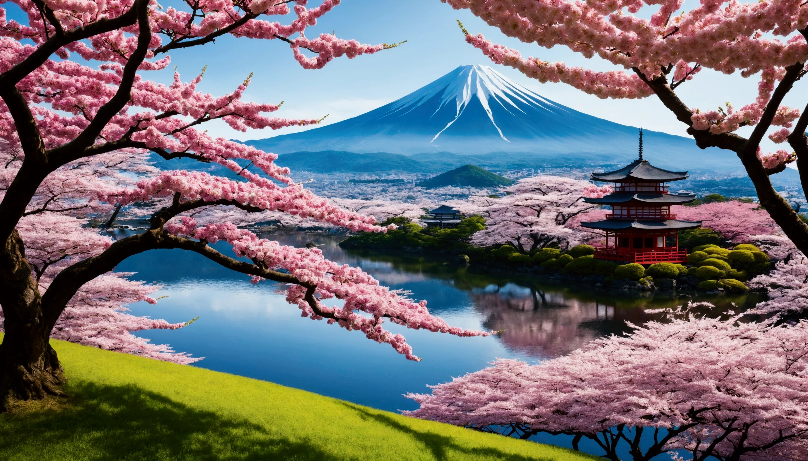The Tradition of Paysage Japonais: Use images that depict traditional Japanese scenery, Comme en jardin zen, De Montagne、Des Cerise en Fleurs. Sera Polei evokes Musashi&#39;s deep connection with nature and spirituality.