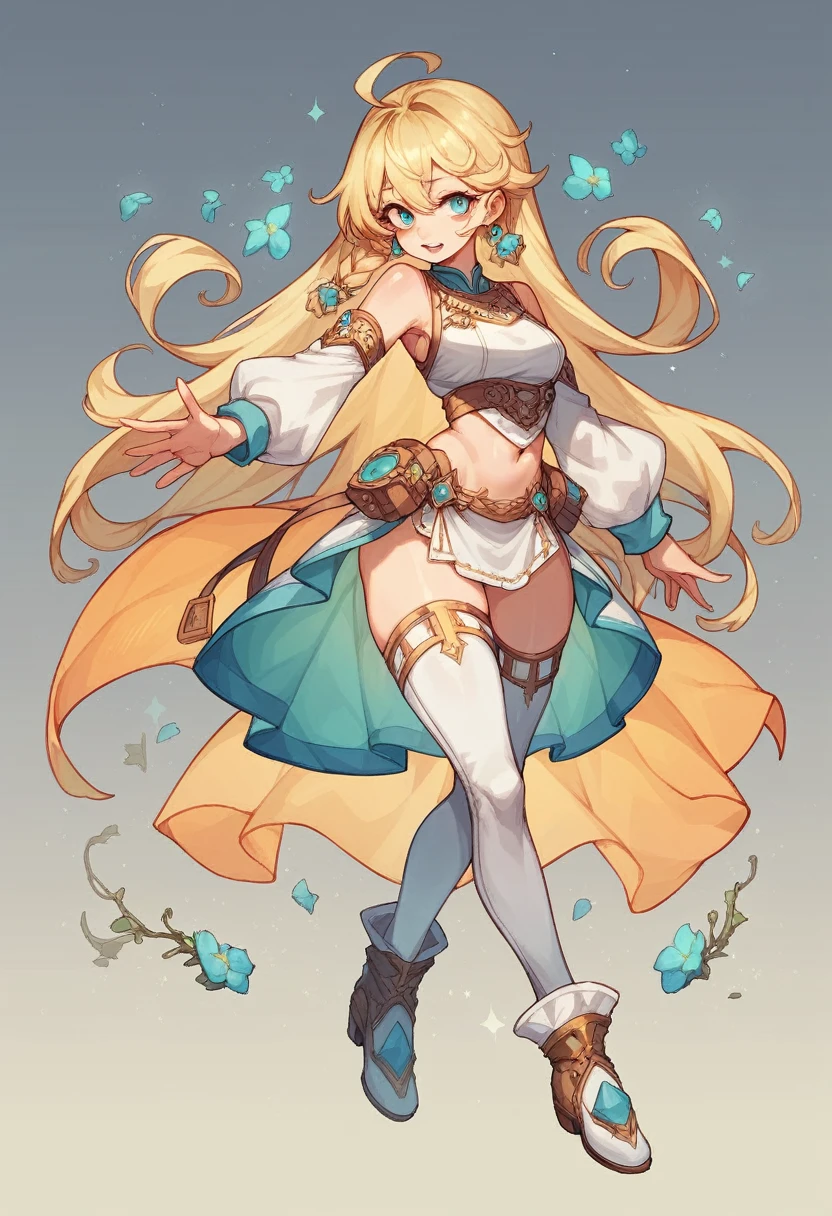 full body 2D pixel female character with blonde hair