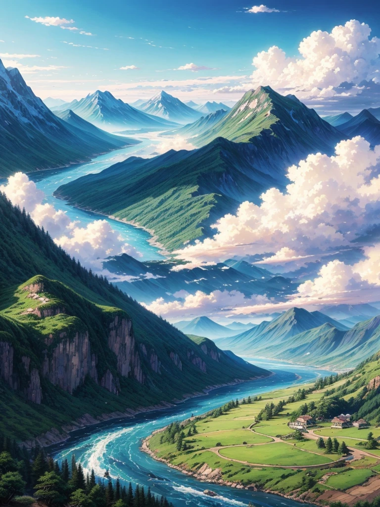 ((anime風景壁紙: 1.2, Width 672, Beautiful Art UHD 4K: 0.8), (anime country landscape, anime nature, anime), anime cloud, Landscape painting, Spectacular landscapes), (anime style art style, Detailed landscape, Beautiful fluffy clouds: 1.2, Landscape Background), bright, bright絵 (Field, Painting of mountains and rivers, anime theme), )  