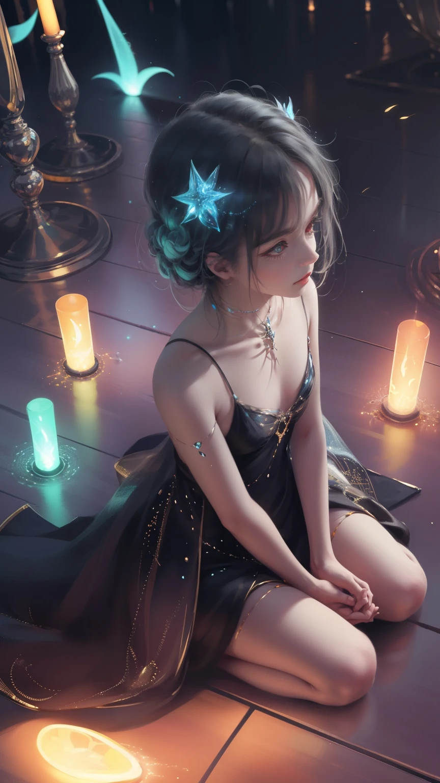 （（best quality））， （（masterpiece））， （（Realist））， portrait，1 girl，（（whole body））， celestial body， god， 女god， light particles， Halation， looking at the audience， Steadfast Eyes God， bare shoulders， thoracic duct parietal lobe， poker face，（bioluminescence：0.9 girls 5）ocean， bioluminescence， Energetic， rich and Farbeful，Farbe，（bioluminescence， bioluminescence），（beautiful composition）， Cinema lights， wheels within wheels， （1.4 girls）， whimsical，