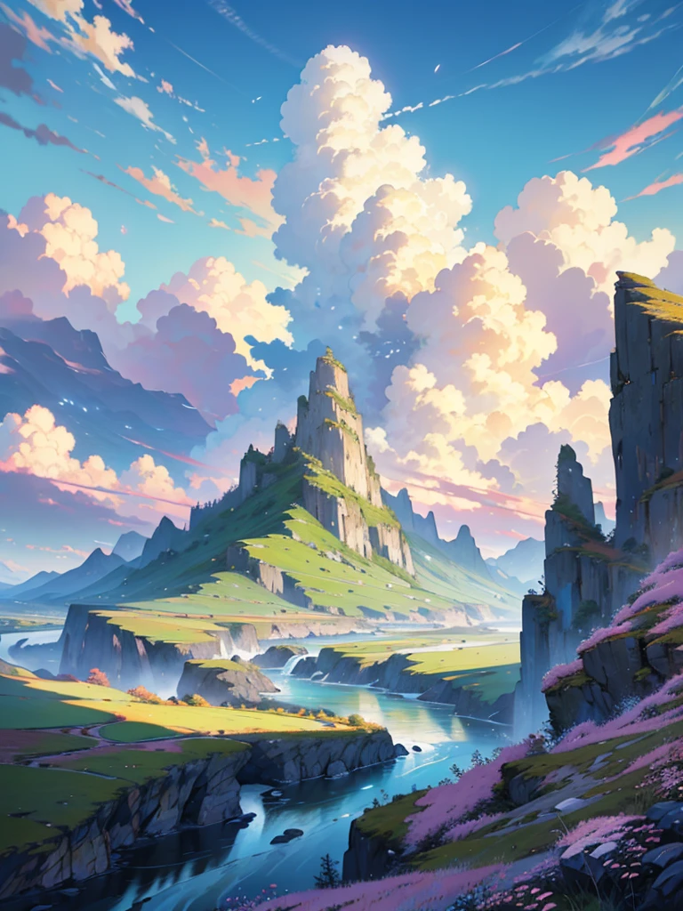((anime風景壁紙: 1.2, Width 672, Beautiful Art UHD 4K: 0.8), (anime country landscape, anime nature, anime), anime cloud, Landscape painting, Spectacular landscapes), (anime style art style, Detailed landscape, Beautiful fluffy clouds: 1.2, Landscape Background), bright, bright絵 (Field, Painting of mountains and rivers, anime theme), )  