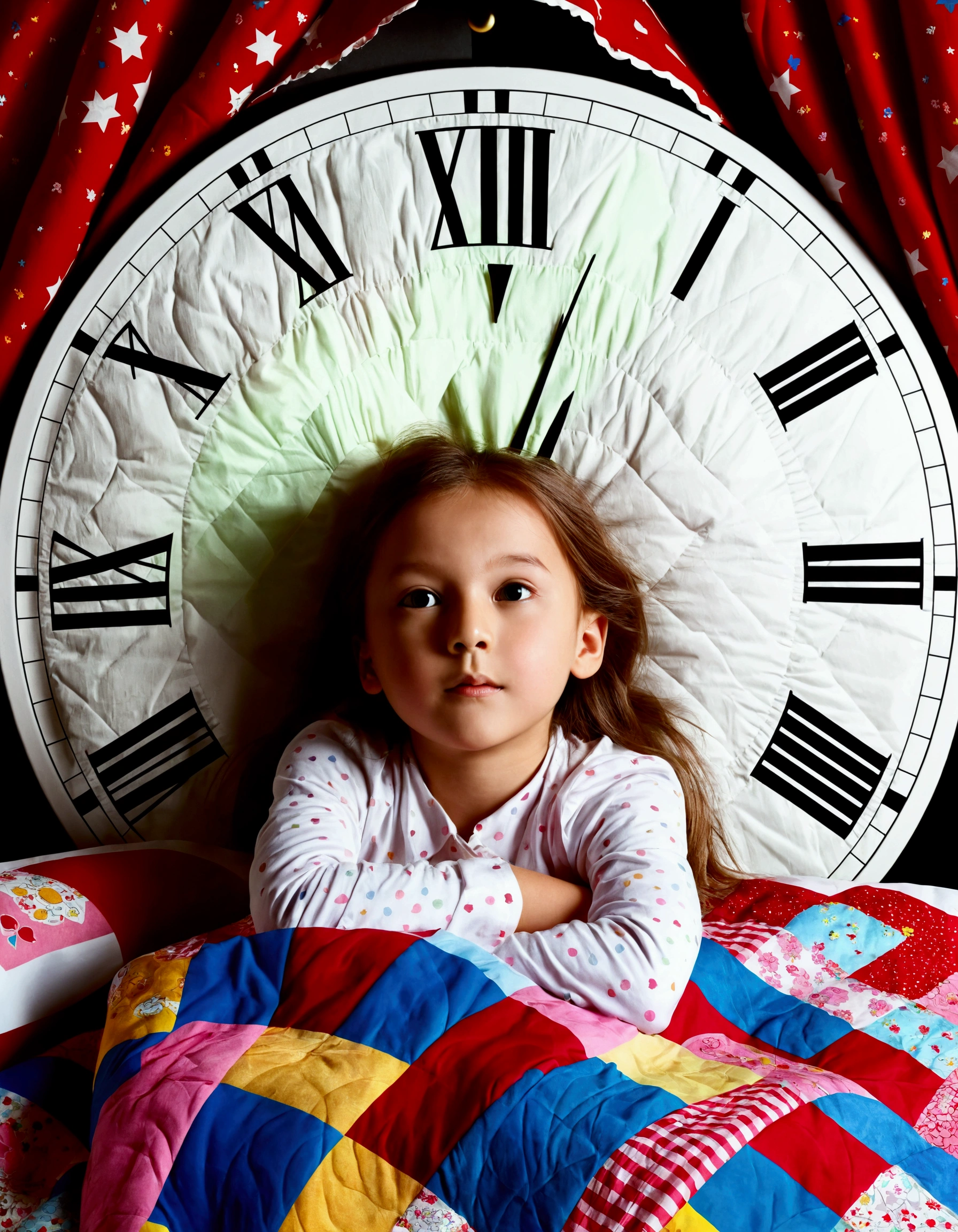 The clock hands point to 9 o'clock,Cartoon Style