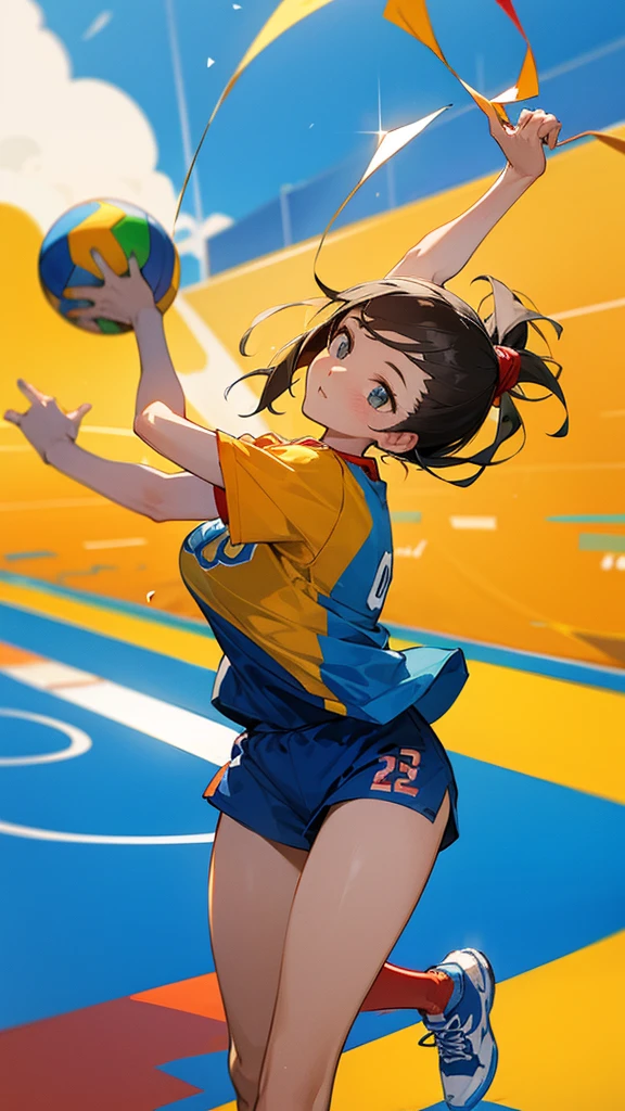 Playing an Olympic handball match。
