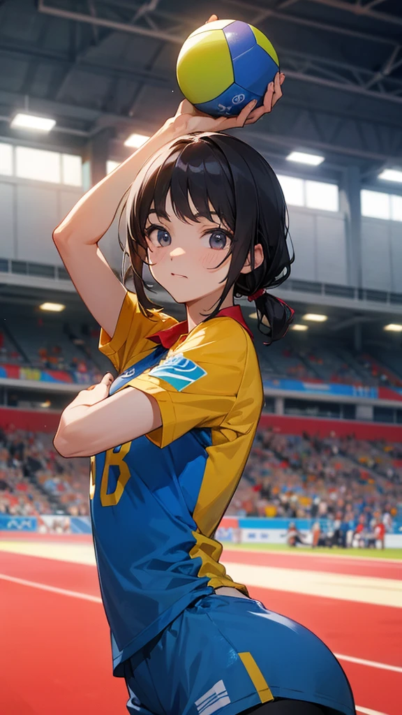 Playing an Olympic handball match。
