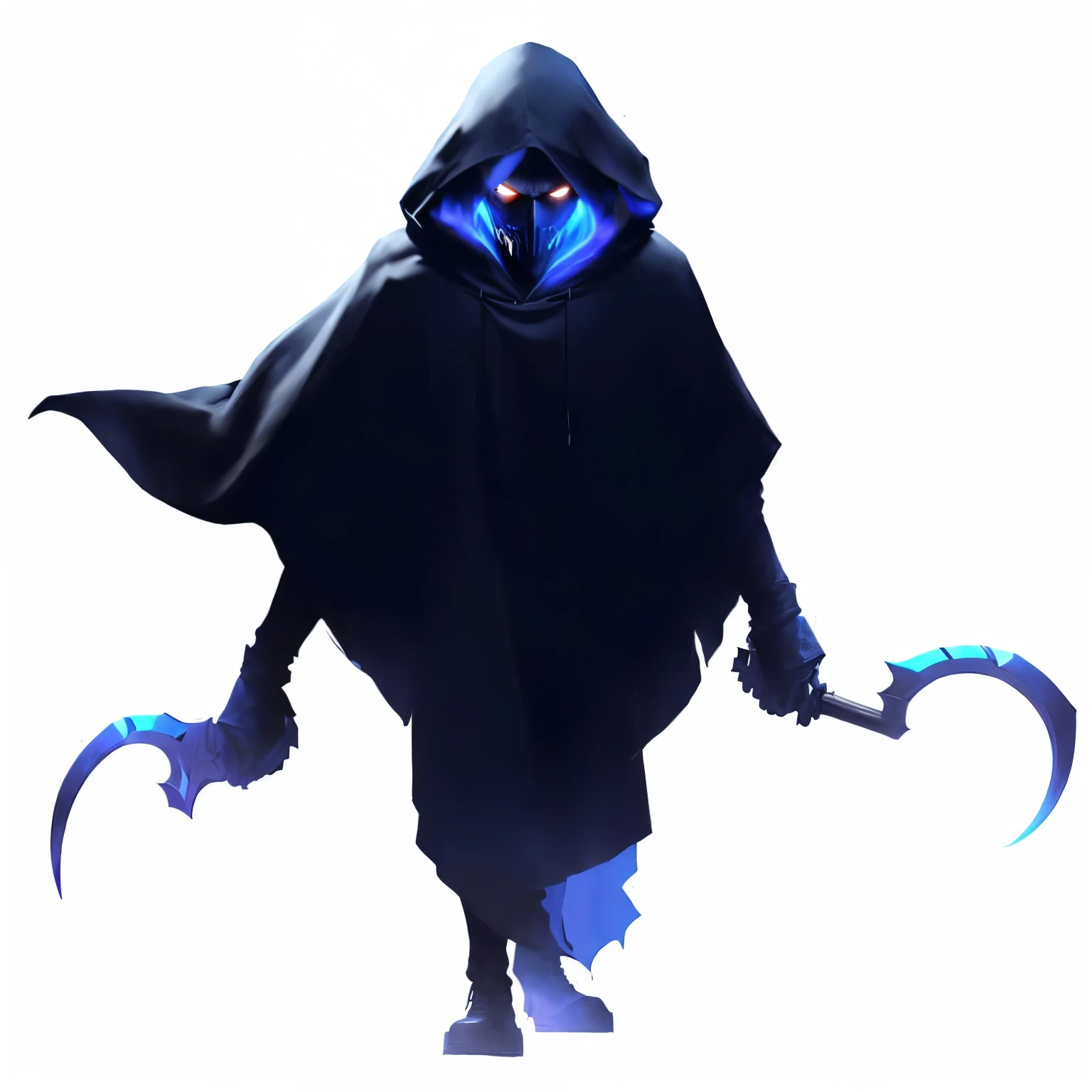 a close up of a cartoon character with a hooded and a scythe, grim reaper except a rat, dark cloaked necromancer, the reaper as a scary, joe biden as a hooded arch mage, nightmare render, dark hooded wraith, cloaked, reaper of night!!!!, dark robed, dark witch character, menacing pose, reaper from overwatch