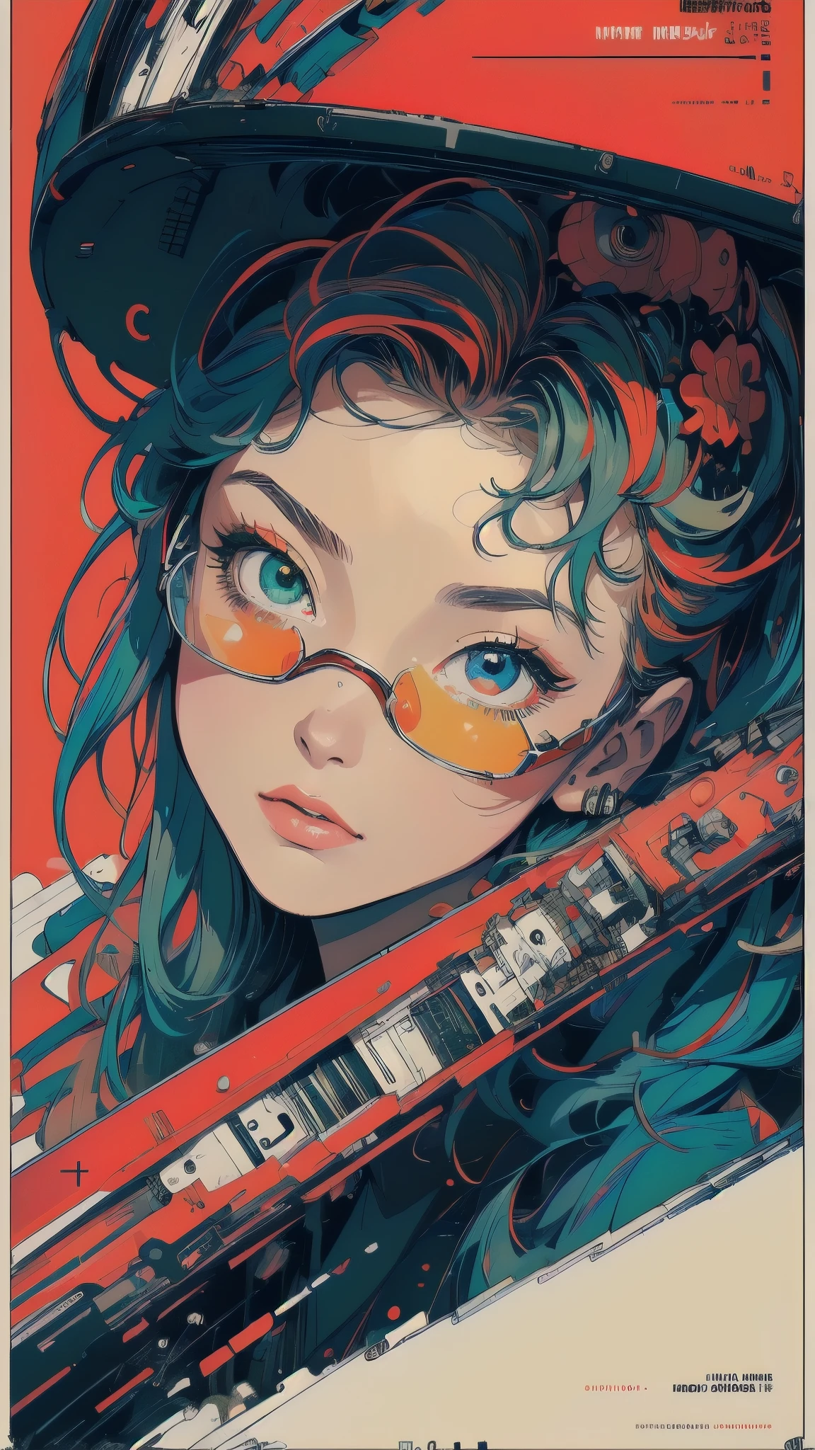(((masterpiece, highest quality))),(((solo:1.2))),(((1girl:1.2))),32k wallpaper, very detailed, poster, vintage science fiction,(((((geometric cinematic movie poster))))), ((bauhaus)),(shape),(((abstract))),(mid century modern),movie poster,(((((portfolio))))),(((((Close-up))))),(((((bust up))))),((((more various angle)))),((((highlight)))),((((heterochromia)))),(((complete. detailed face))),((((Extremely talented)))),(((((most complecated futristic machine))))),(Colorful color scheme),(((detailed unlimited mechanic complete goggle))),(((Absolutely CrimsonRED background)))